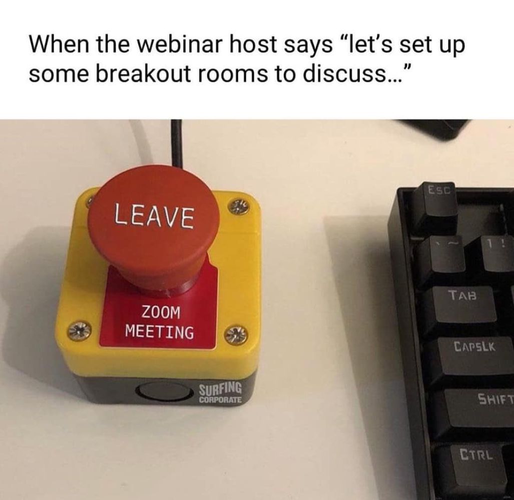 When the webinar host says "let's set up some breakout rooms to discuss..."