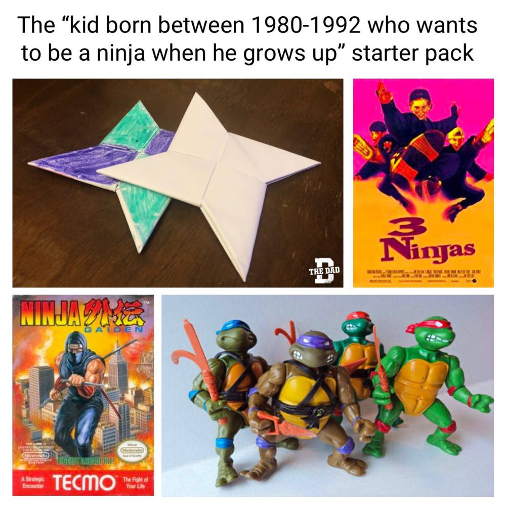 The "kid born between 1980-1992 who wants to be a ninja when he grows up" starter pack